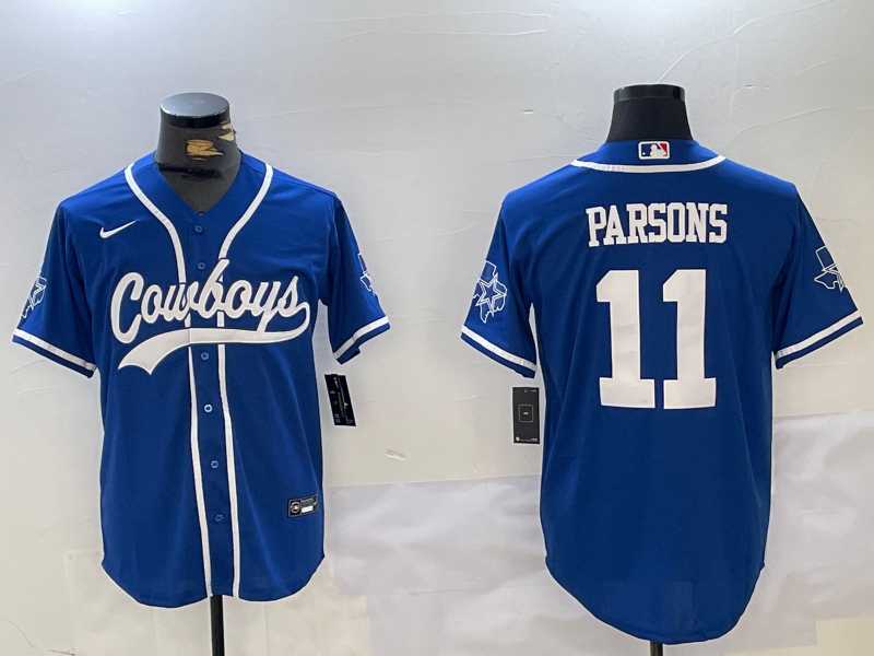 Men%27s Dallas Cowboys #11 Micah Parsons Light Blue Stitched Cool Base Nike Baseball Jersey